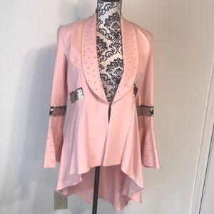 High low pink beaded sequin jacket blazer